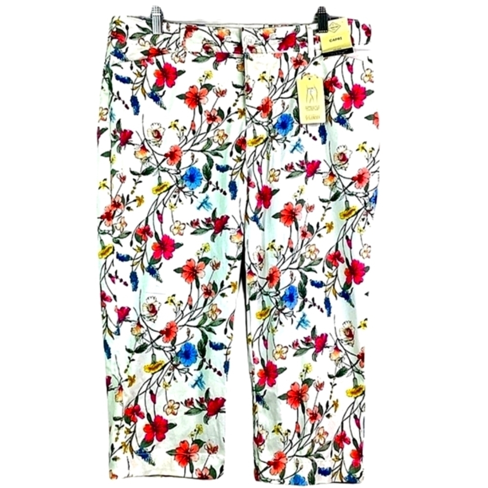 ST JHON’S BAY‎ PLUS SIZE 14 BOTANICAL FLORAL CAPRI PANTS SPRING EASTER SUMMER